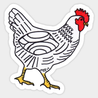 ADORABLE HEN DRAWING - CUTE CHICKEN ILLUSTRATION Sticker